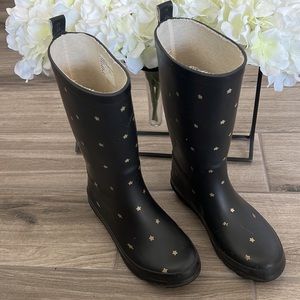 target rain boots black with gold stars sz 2